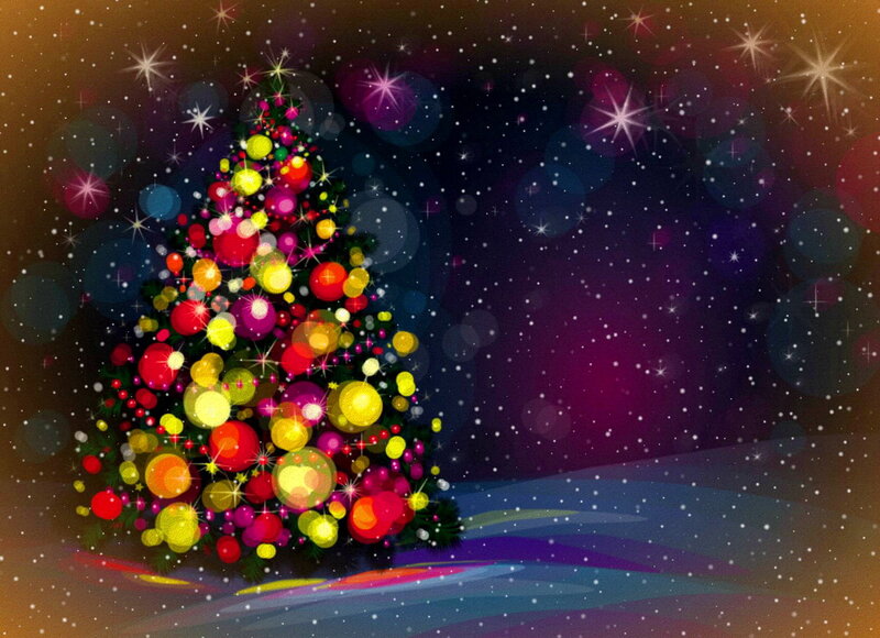 Colorful Christmas Tree — Purple, Festive, Night