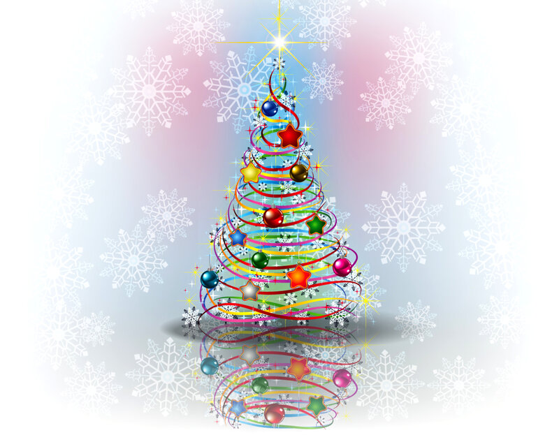 Colorful Christmas Tree — White