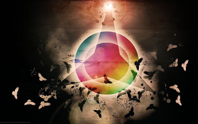 Colorful Circle with Birds