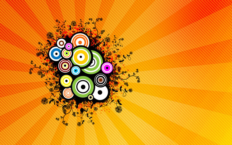 colorful circles and floral design