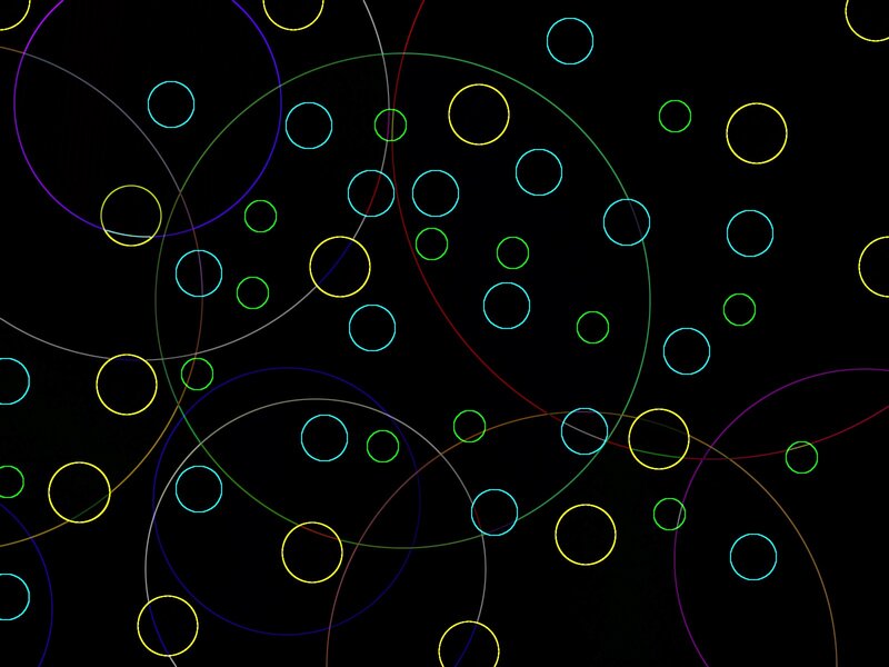 Colorful circles on black background