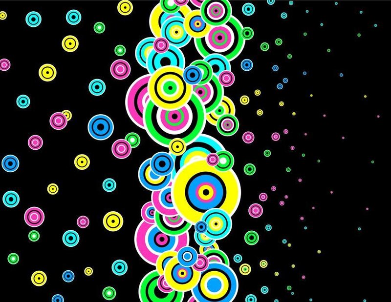 colorful circles on black background