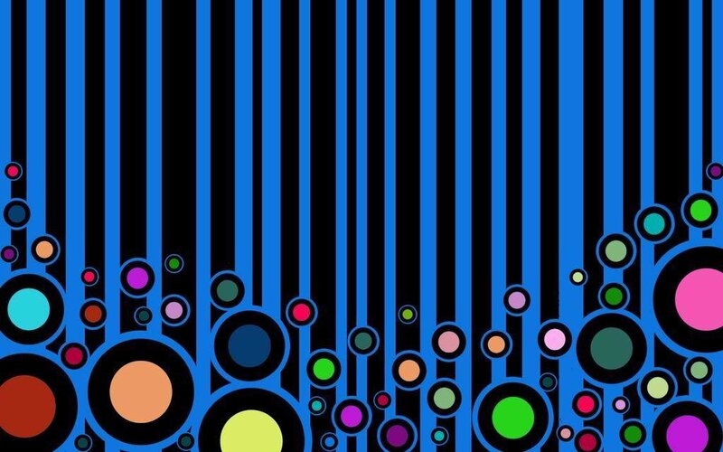 colorful circles on blue stripes