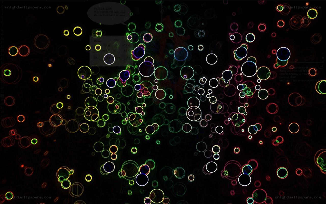 colorful circles on dark background