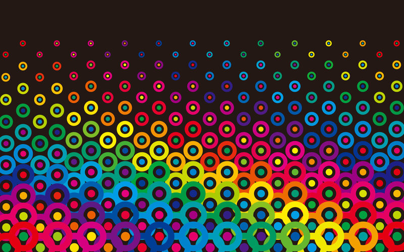 Colorful Circles Pattern — Black, Vibrant, Abstract