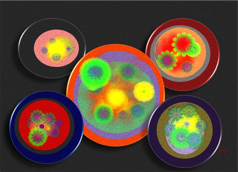 Colorful Circular Patterns — Green, Vibrant, Digital Art