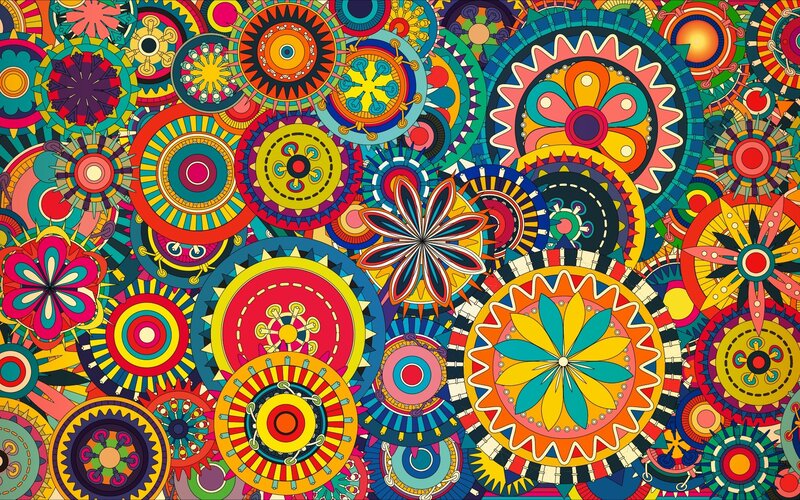 Colorful Circular Patterns — Yellow, Vibrant
