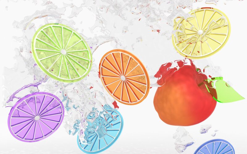 Colorful citrus fruits splashing
