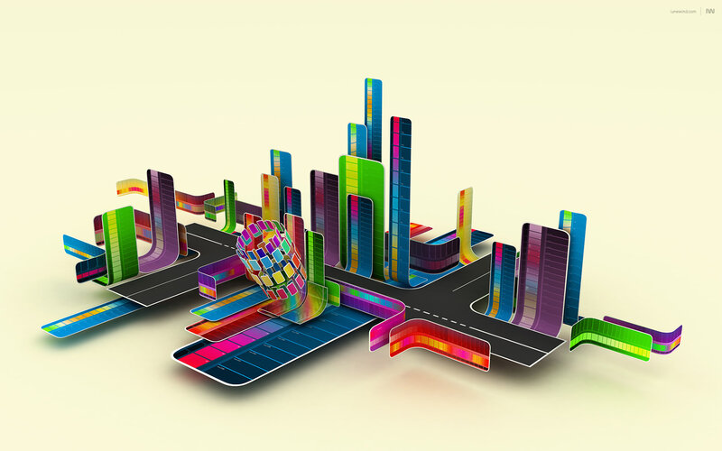 Colorful city abstract art