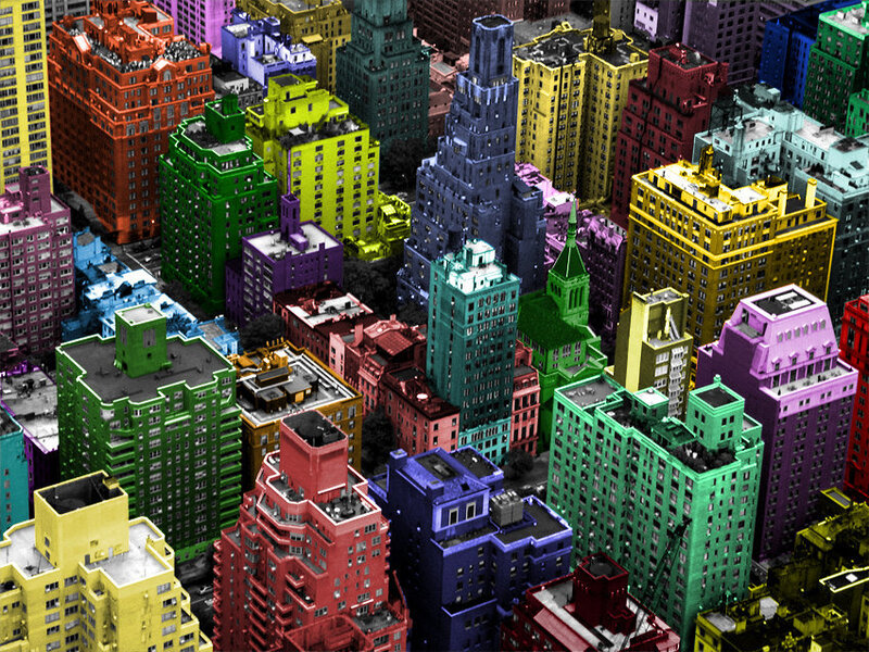 Colorful City Buildings — Green