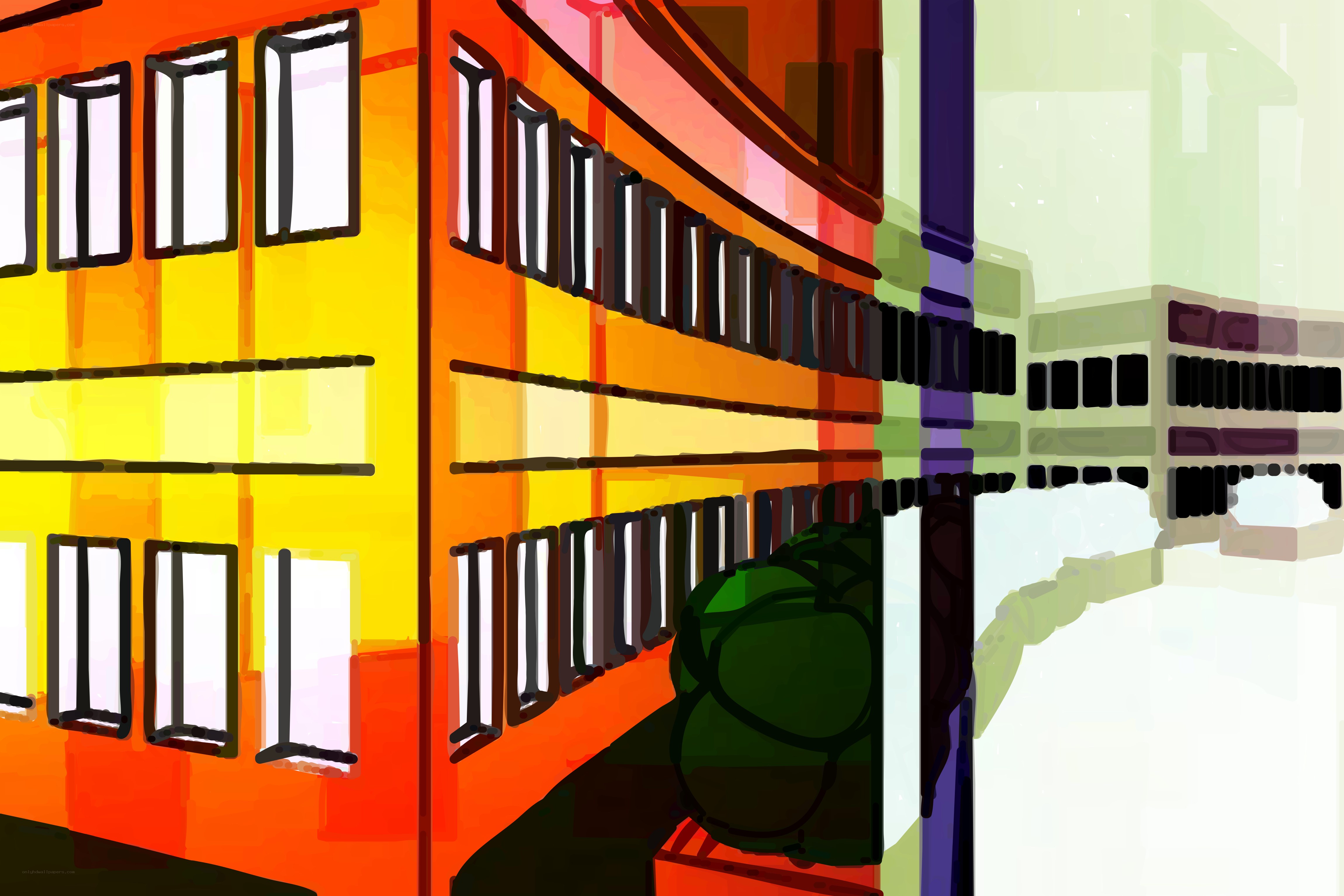 colorful city buildings