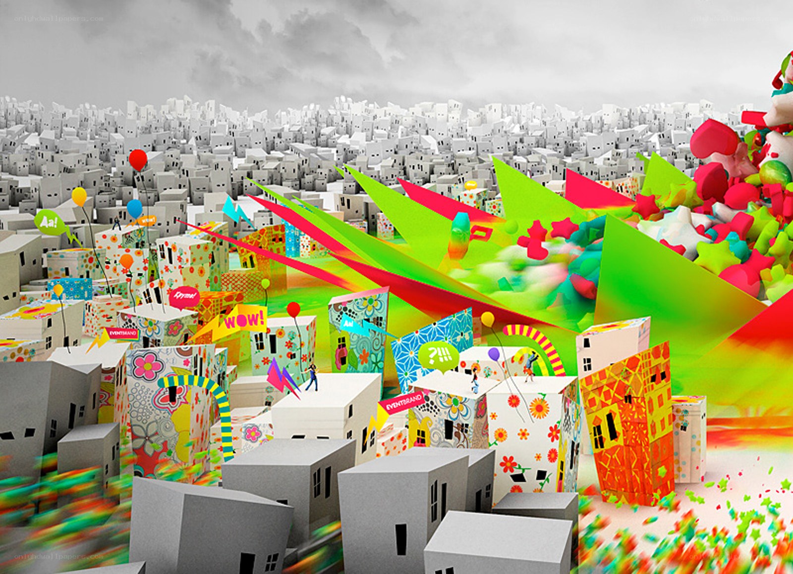 Colorful city explosion