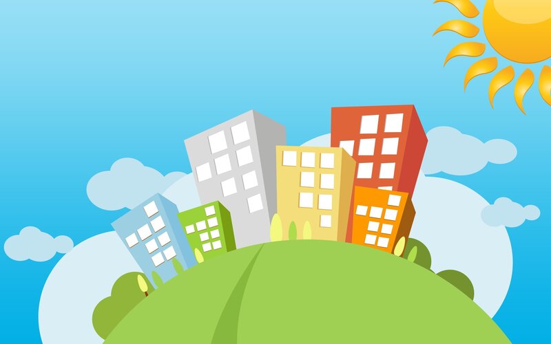 colorful city on a hill