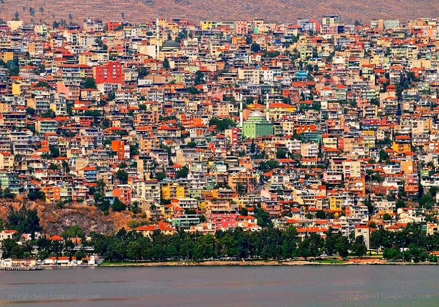 Colorful city on a hillside