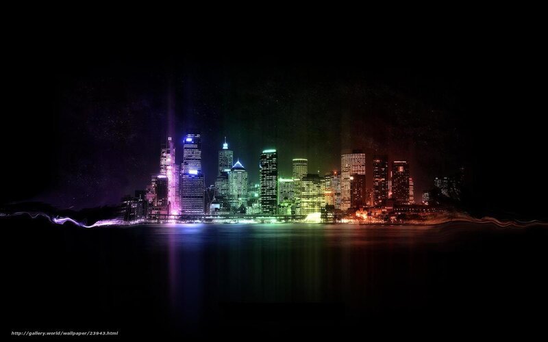 colorful city skyline at night