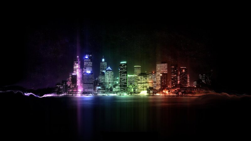 Colorful City Skyline