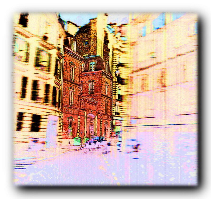 colorful city street scene