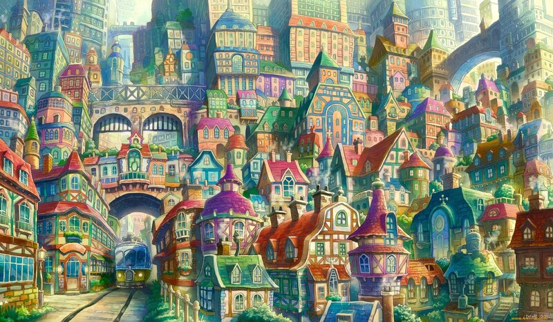 Colorful Cityscape — Blue