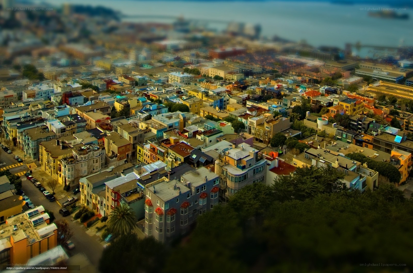 colorful cityscape from above