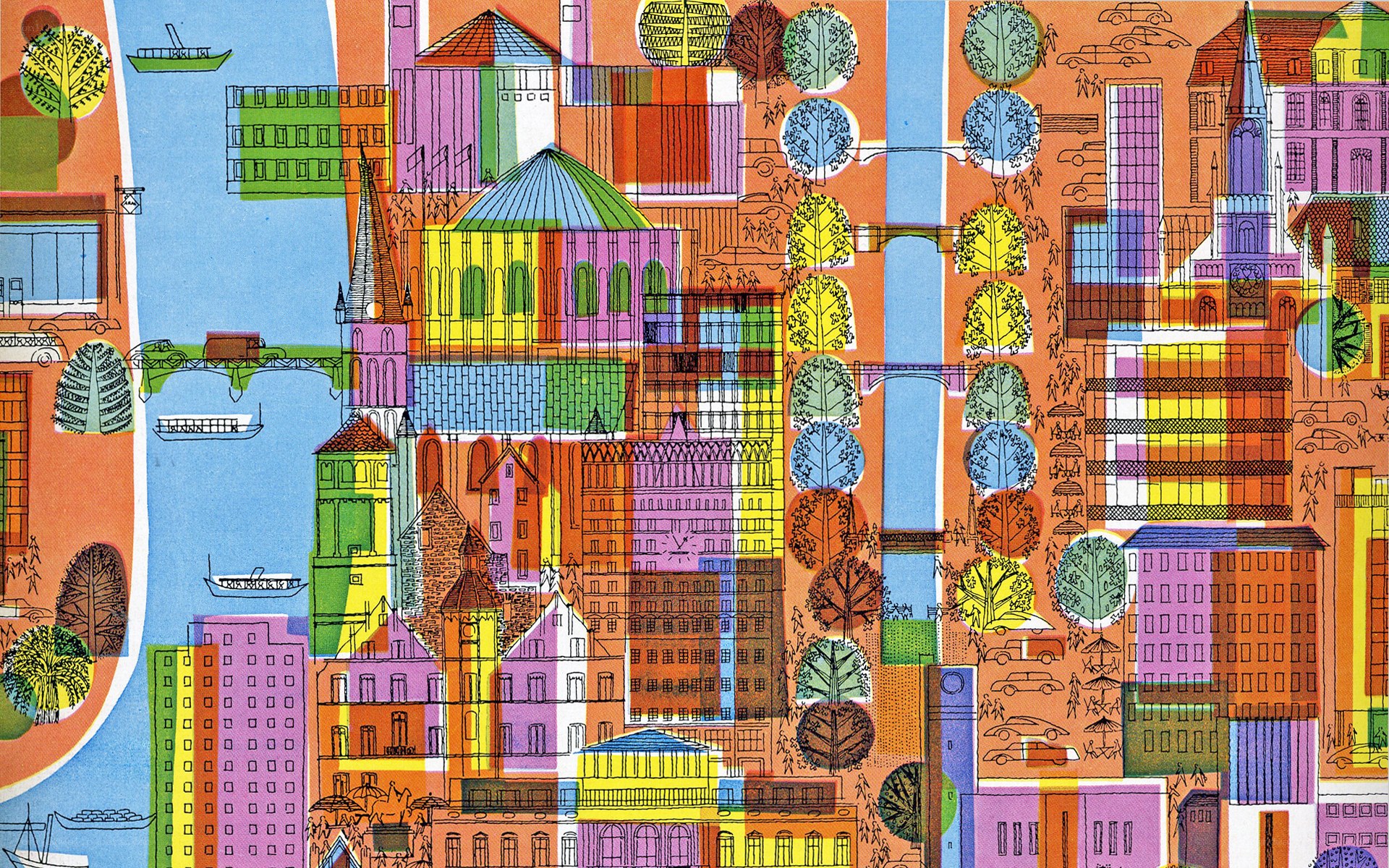Colorful cityscape illustration
