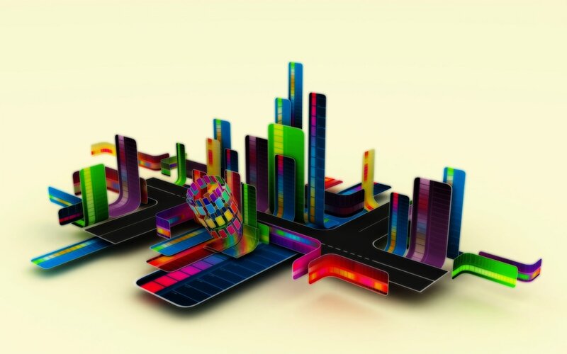 Colorful Cityscape Model — Black