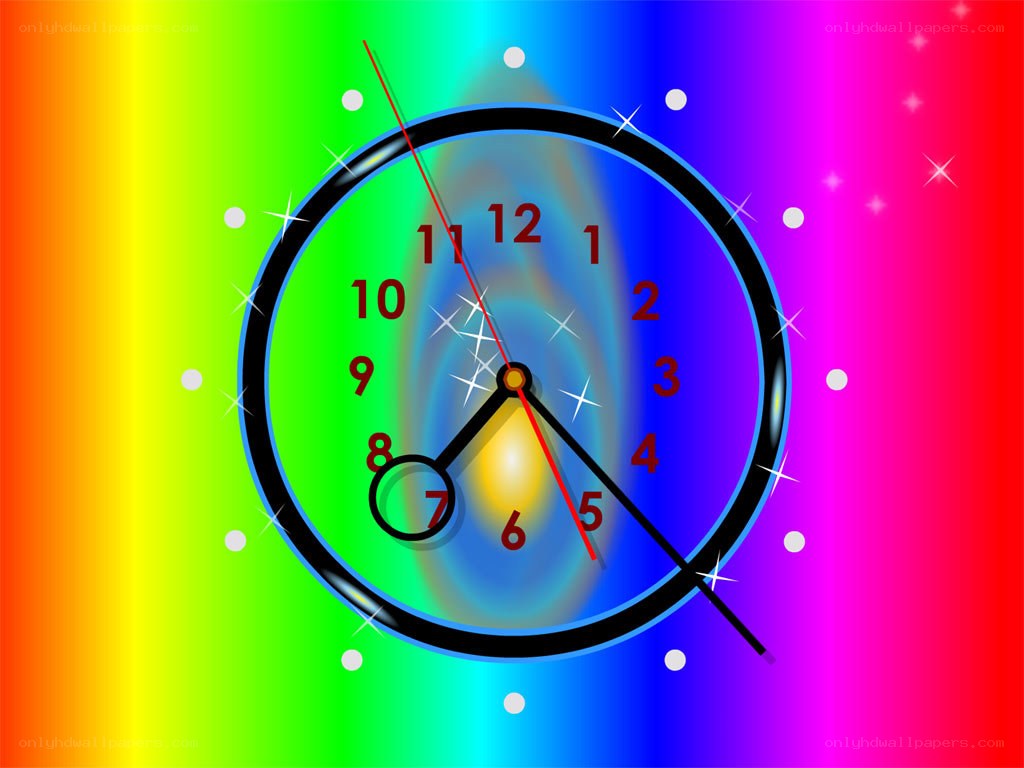 colorful clock with sparkles