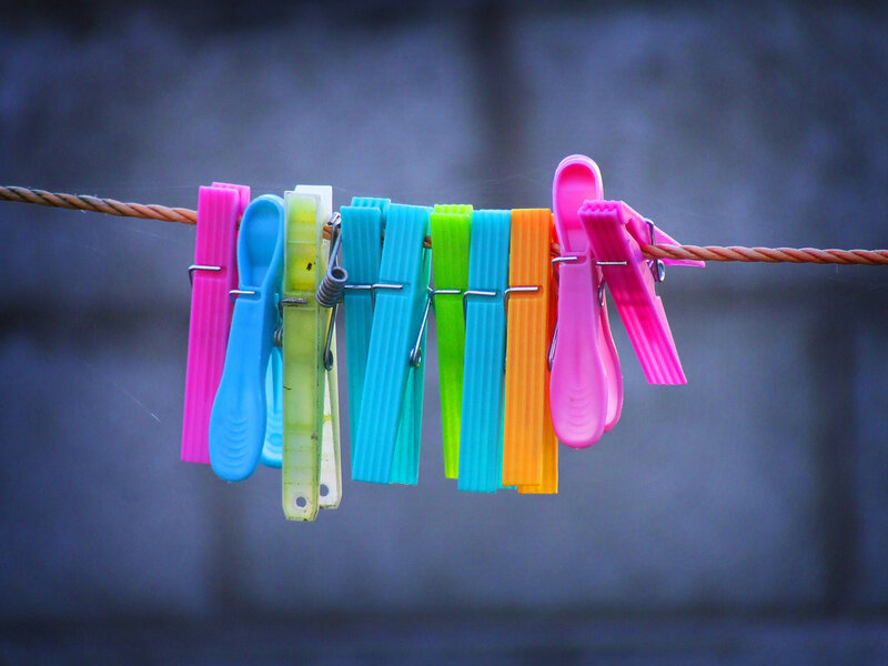 Colorful Clothespins on Line