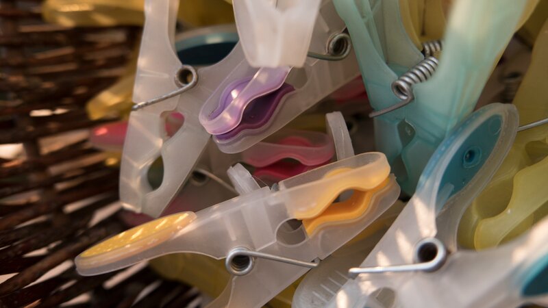 Colorful Clothespins — White