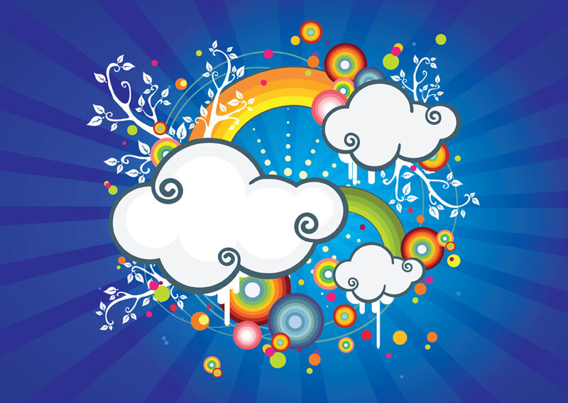 Colorful Clouds and Rainbow