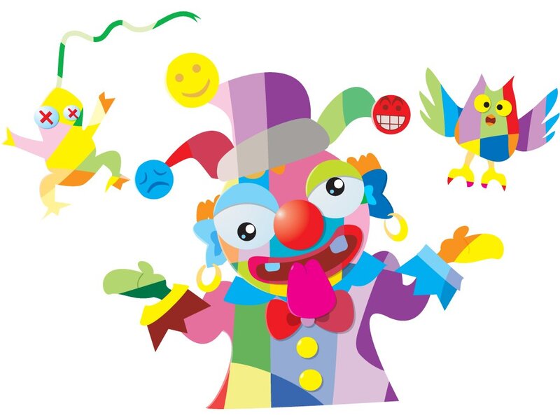 colorful clown with animals