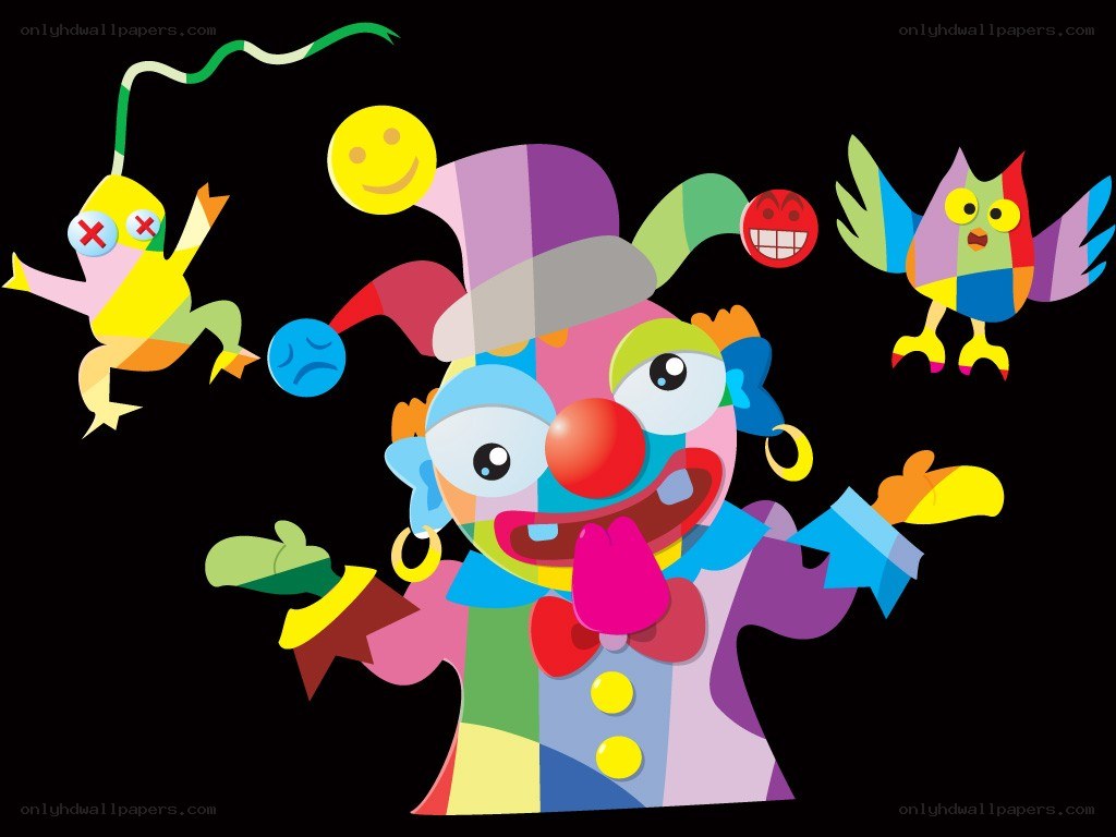 colorful clown with animals