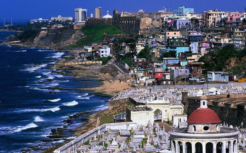 Colorful Coastal City — Blue