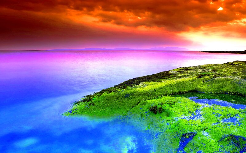 Colorful Coastal Landscape — Purple