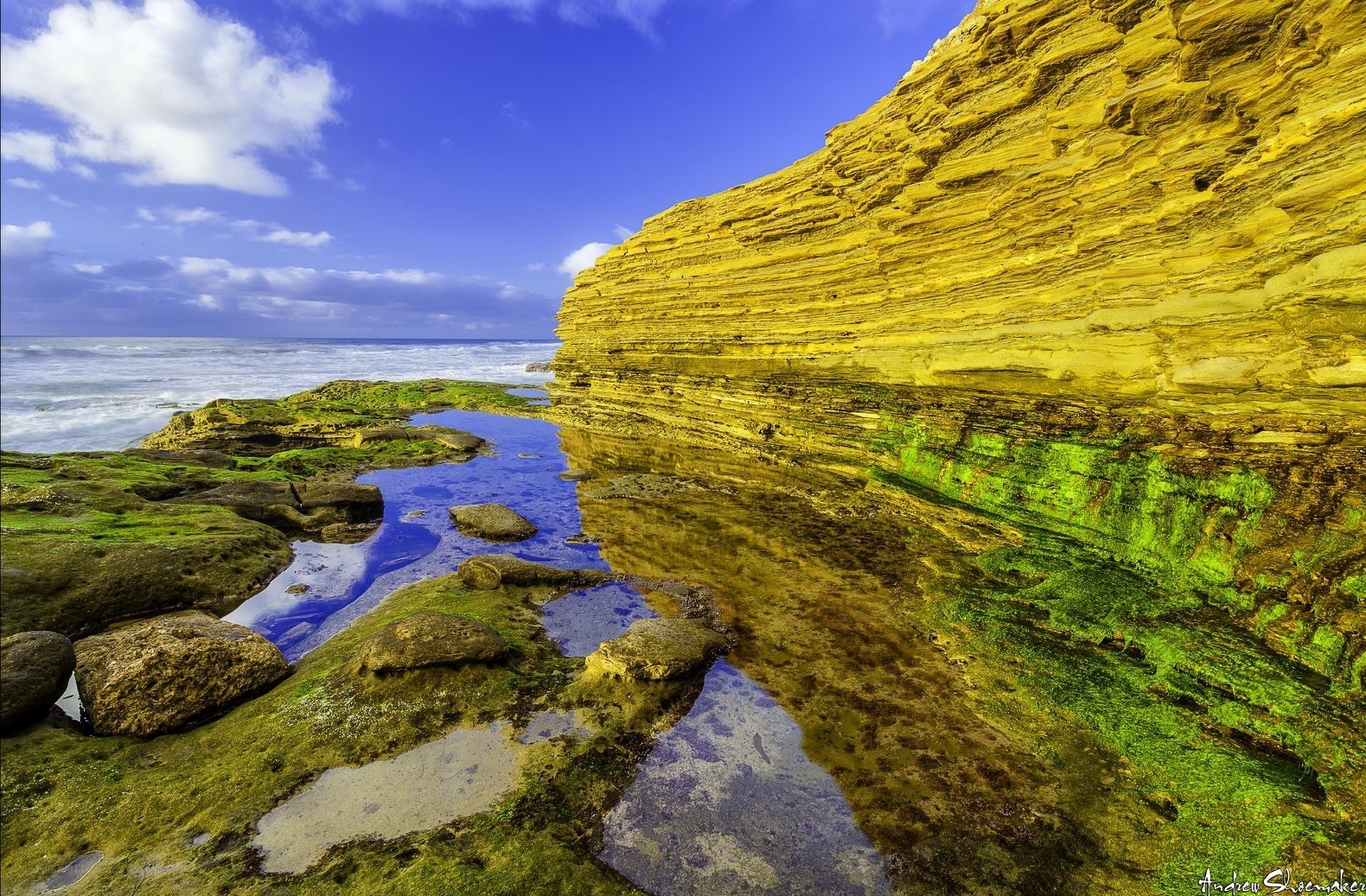 Colorful coastal rock formations