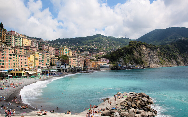 Colorful coastal town by the sea