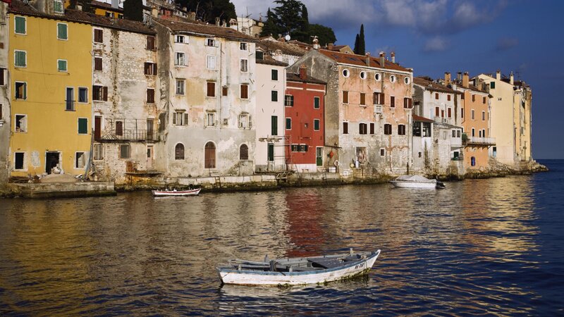 Colorful coastal town by the sea