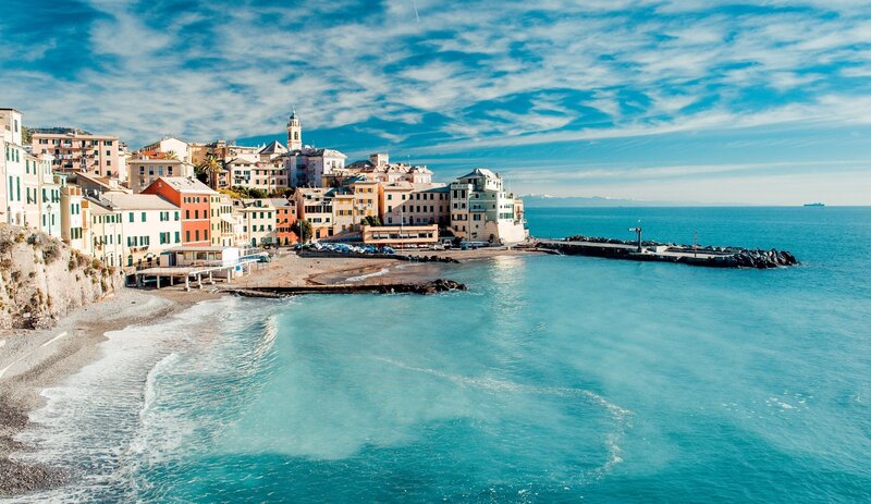 Colorful coastal town by the sea