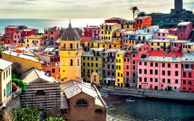 Colorful Coastal Town — Pink