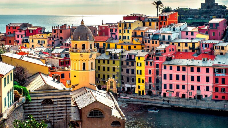 Colorful Coastal Town — Yellow