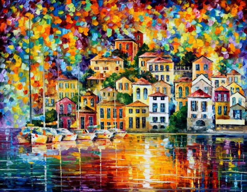 Colorful Coastal Town — Yellow, Vibrant