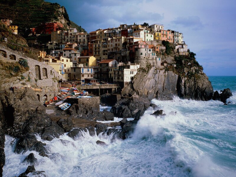 Colorful coastal village on a cliff