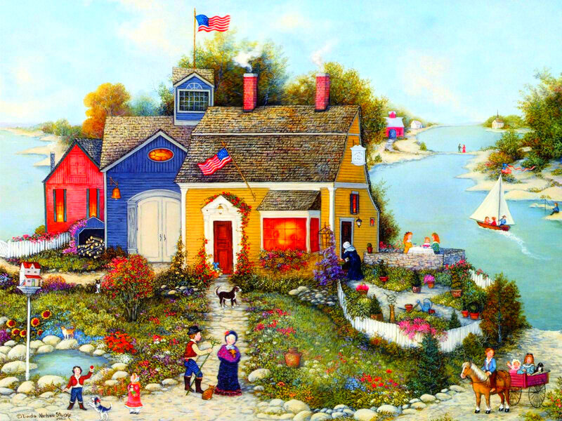 Colorful Coastal Village — Yellow