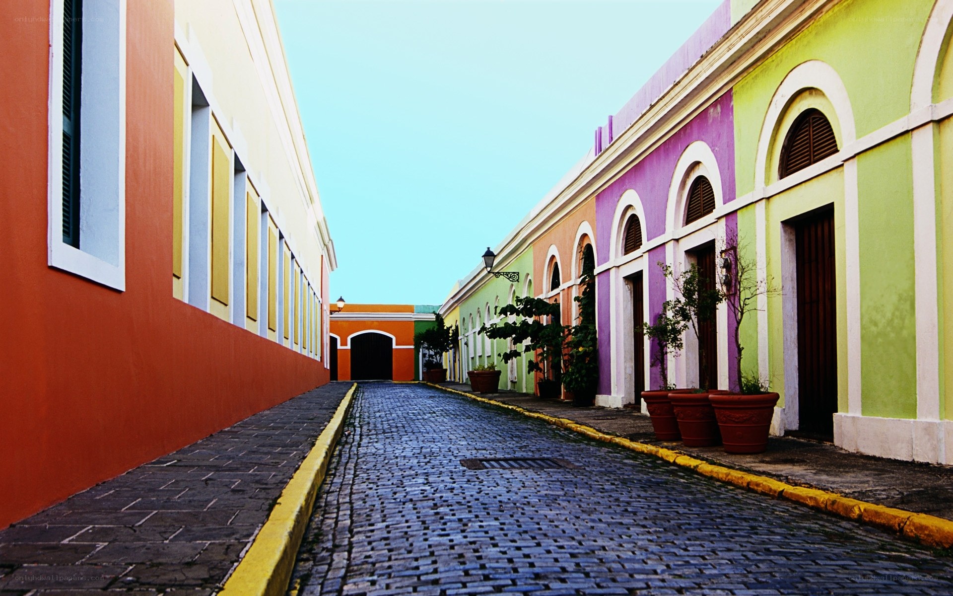Colorful cobblestone street