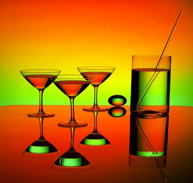 Colorful cocktail glasses