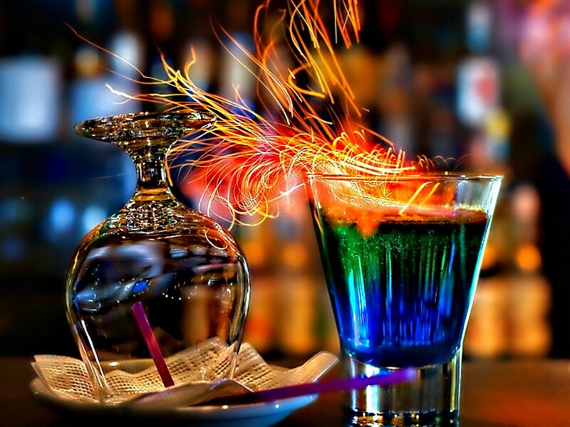 Colorful Cocktail with Sparks