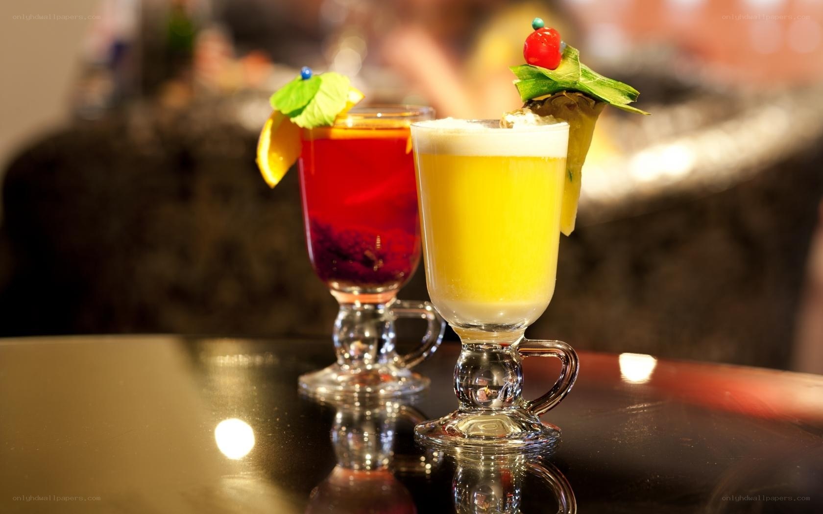 Colorful cocktails on a table