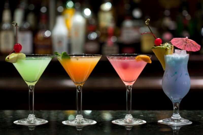 Colorful cocktails on bar