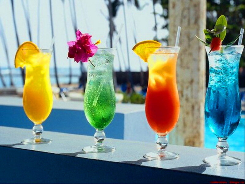 Colorful Cocktails on Bar — Blue