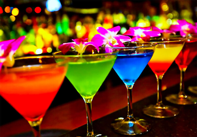 Colorful Cocktails on Bar — Red