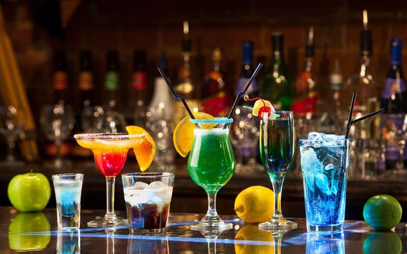 Colorful cocktails on bar